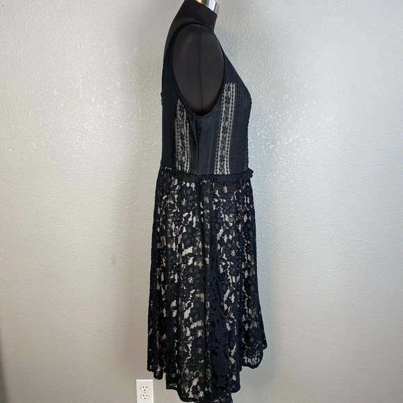 Lane Bryant Womens Flare Party Dress 14 XL Black Floral Lace Lined Sleeveless - Picture 7 of 10